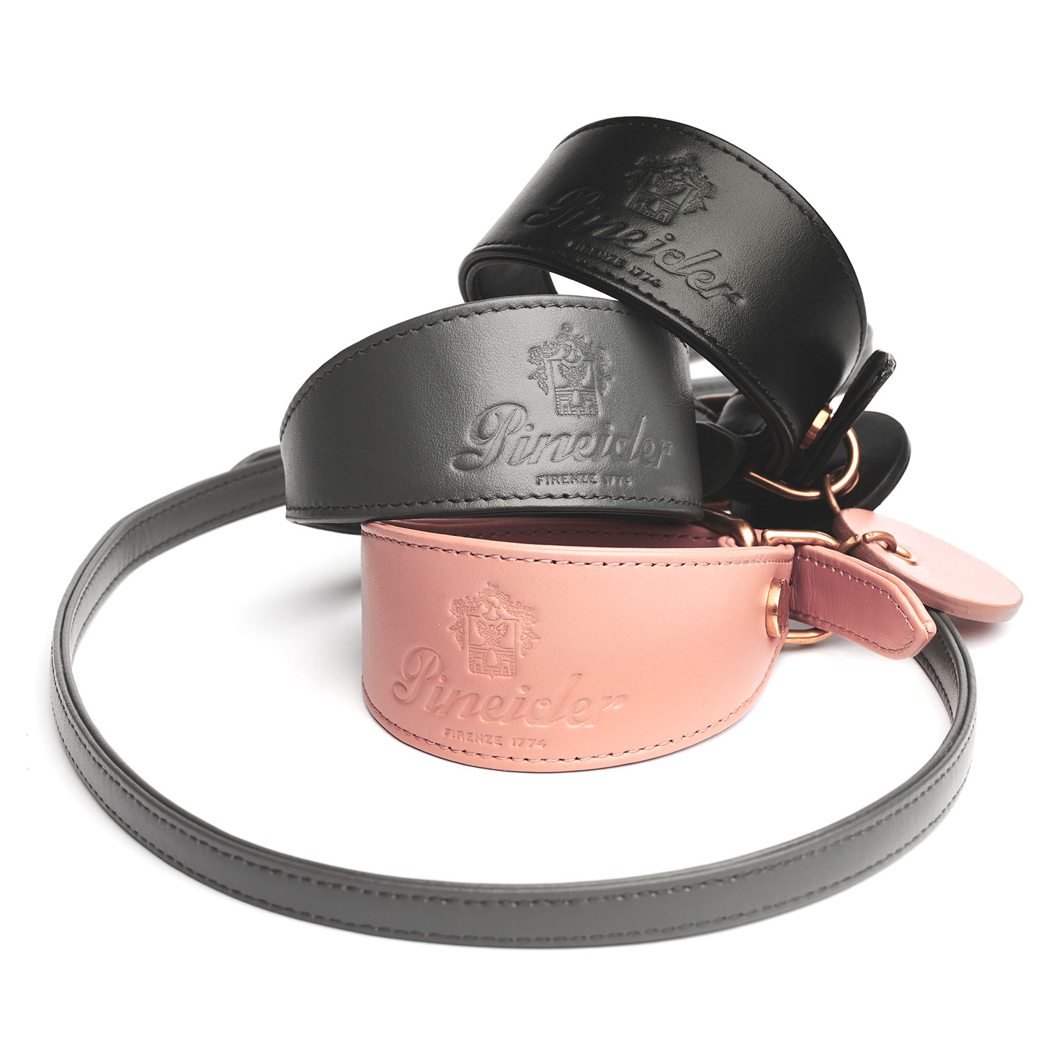 LEATHER LUX COLLAR AND LEASH GREYHOUND SMALL