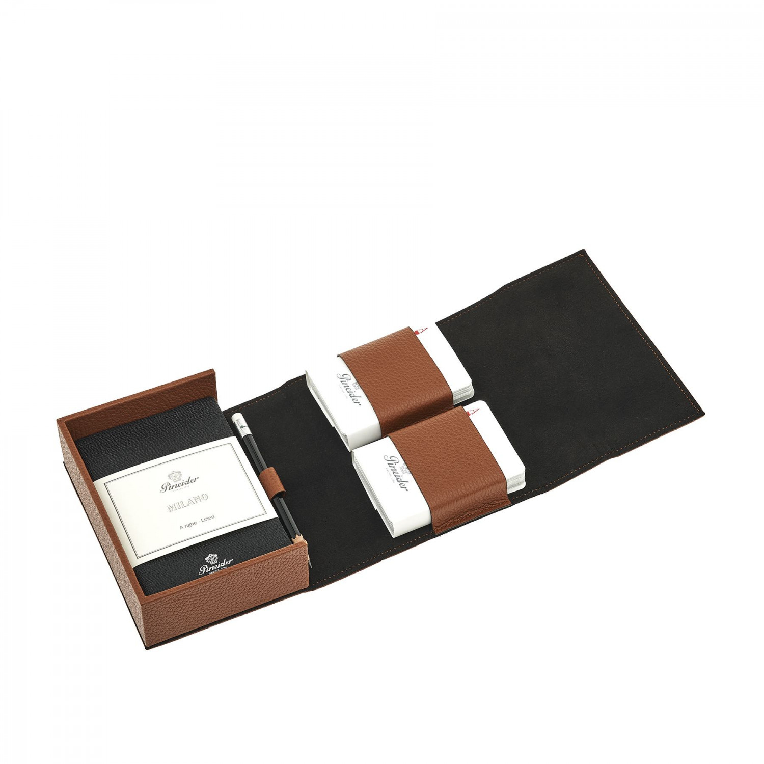 Burraco playing cards set in leather
